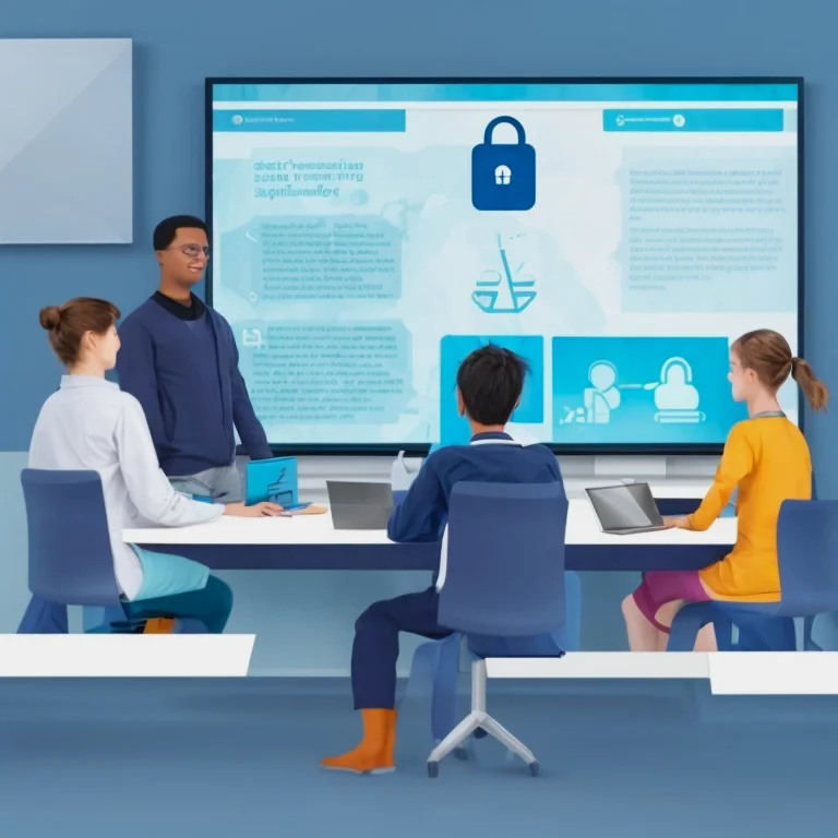 Trainer erklärt Cybersecurity Konzept vor Bildschirm